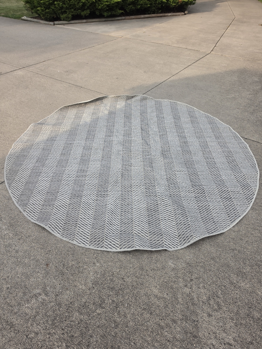 Gray Round Chevron Indoor/Outdoor Rug - Neutral Home Accent